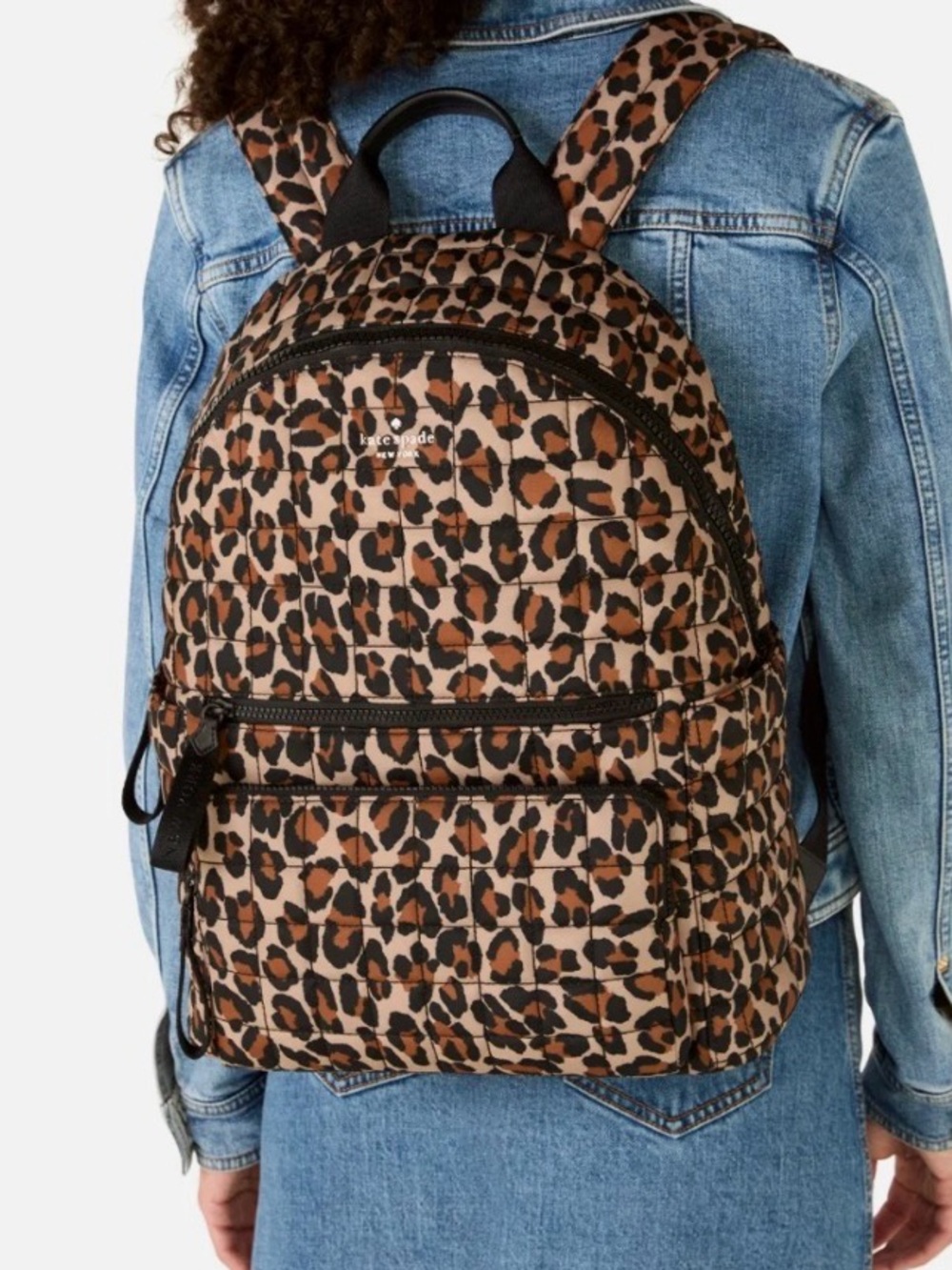 kate spade Leopard Print Quilted Backpack in Black and Brown MSRP $399